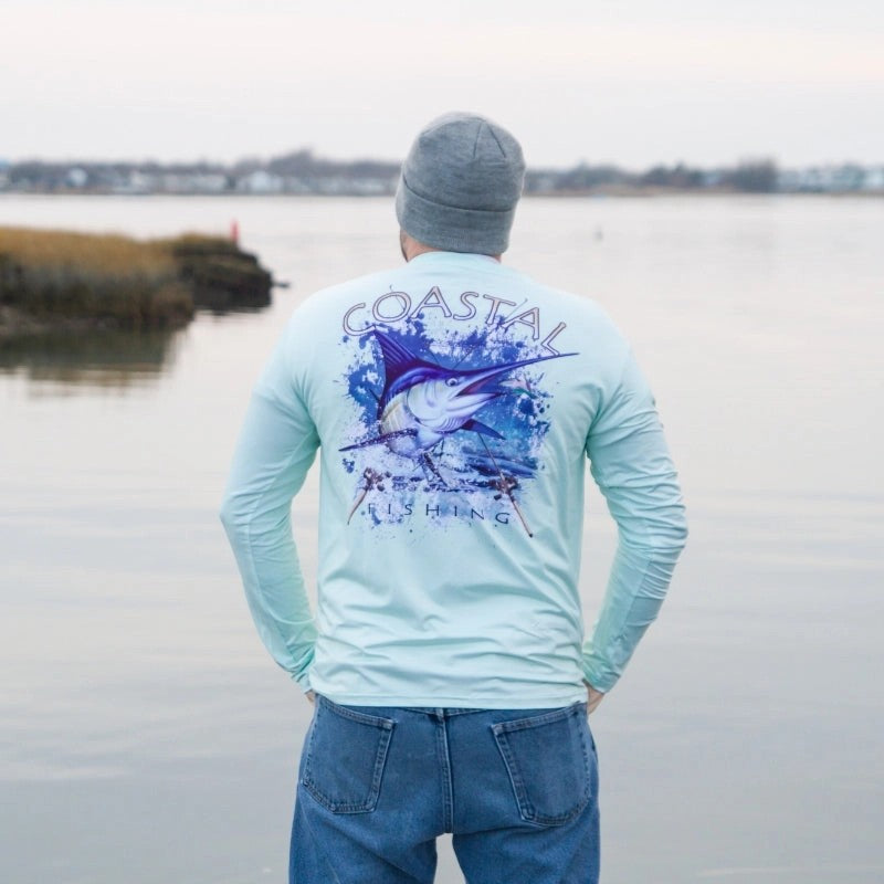 CoastalGreenMen'sLongSleeveQuickDryFishingShirt-MarlinDesign