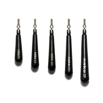 NakoTungstenSkinnyDropShotWeights-1/4ozBlack5pk