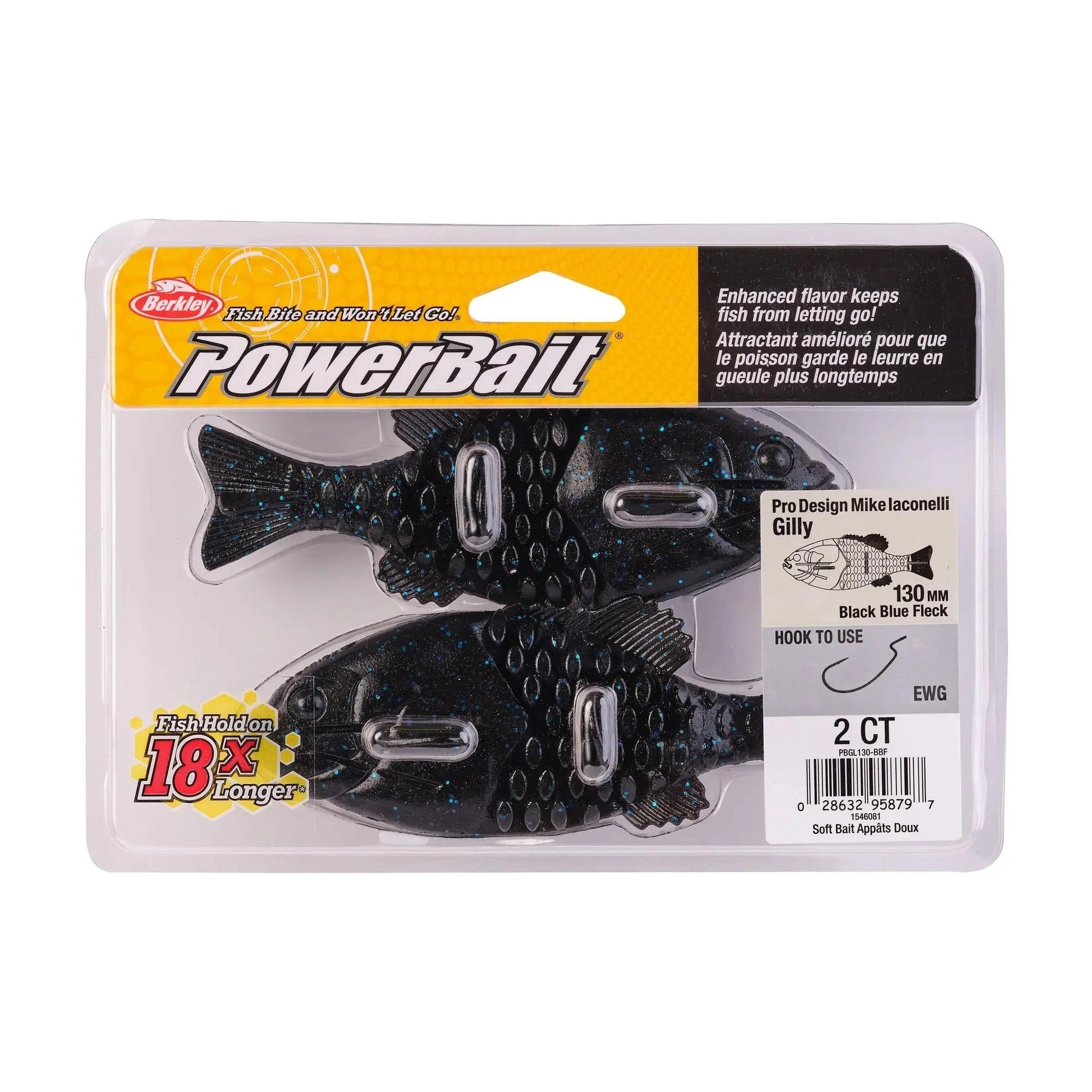 BerkleyPowerBaitGilly130mm-BlackBlueFleck(2pk)