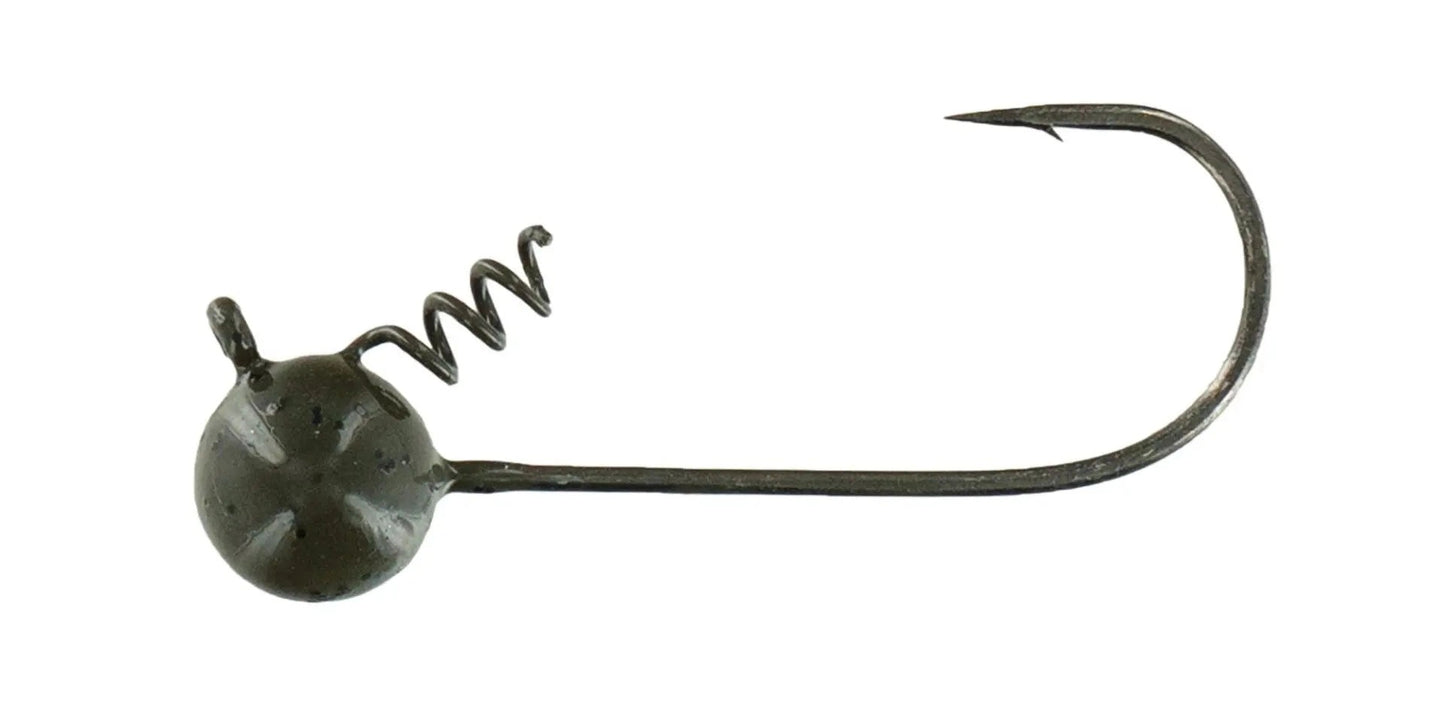 BigBiteBaitsFintwistHead-1/16ozGreenPumpkin3/04pk