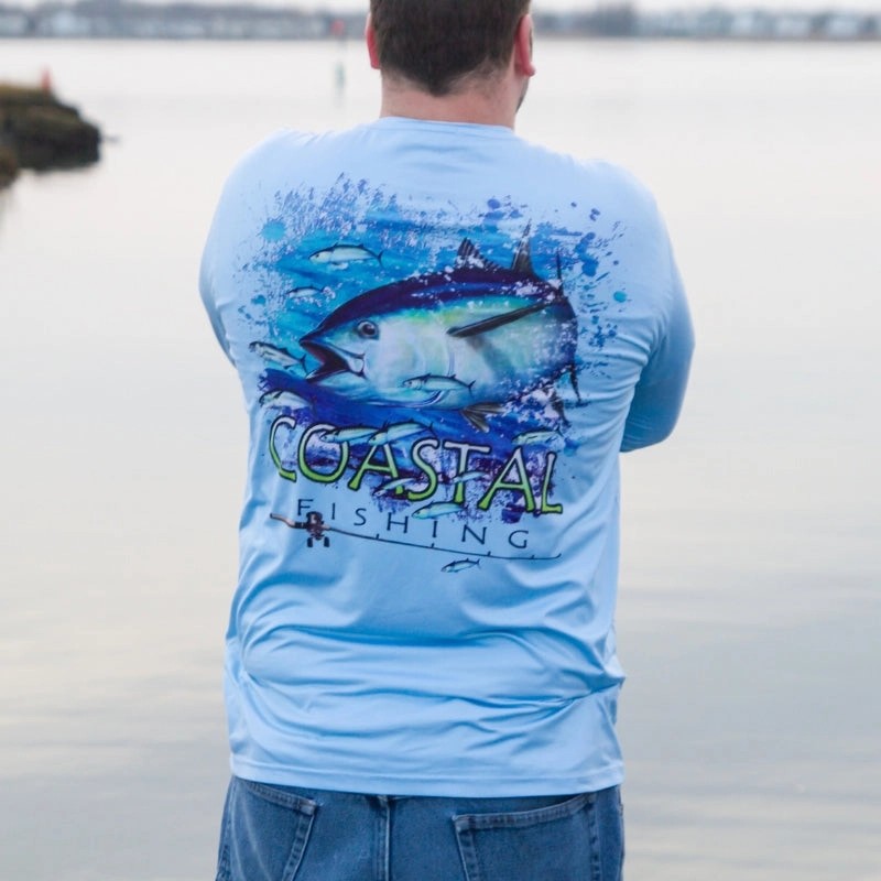 CoastalBlueMen'sLongSleeveQuickDryFishingShirt-TunaDesign