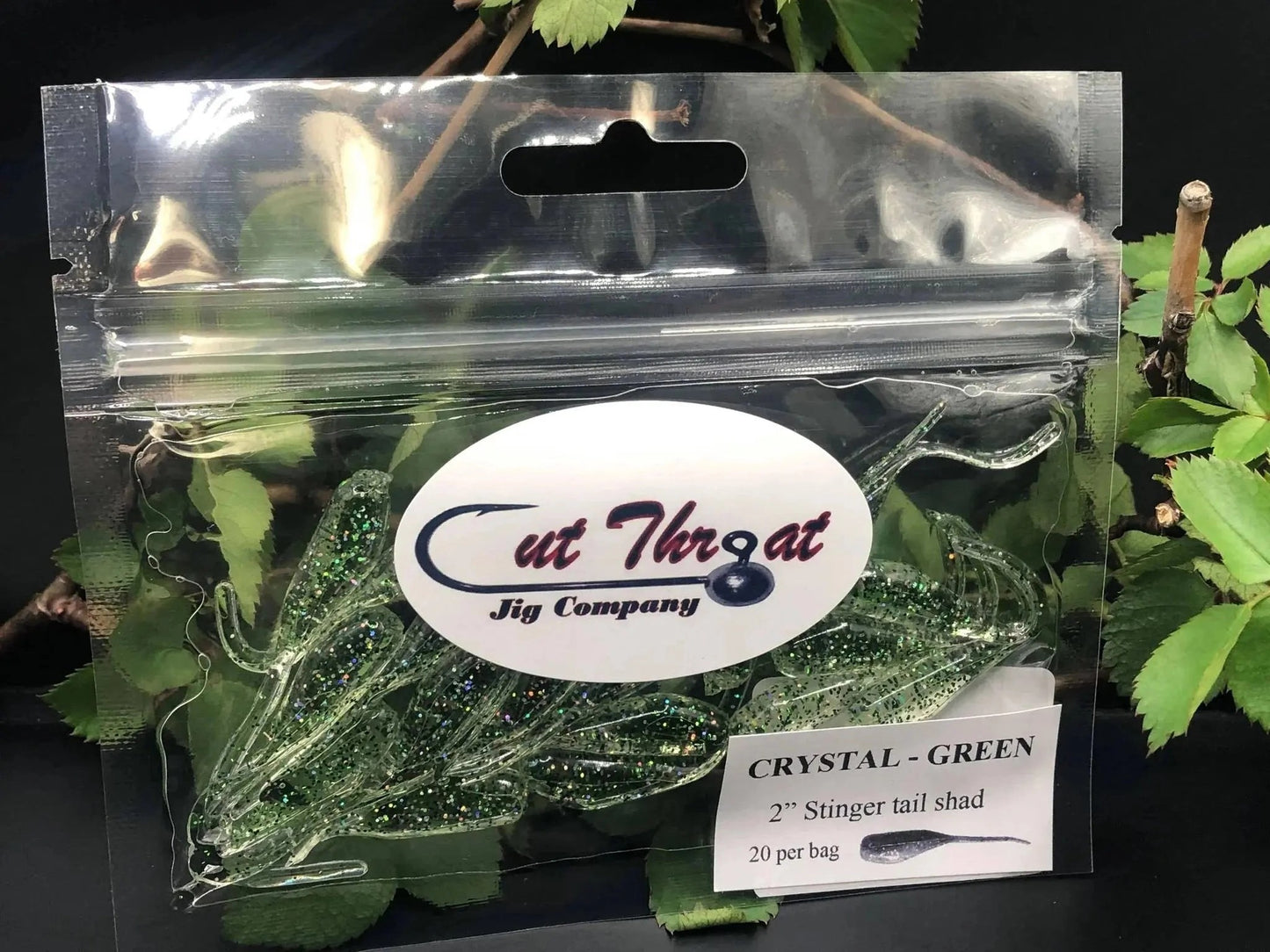 CutThroatCrappieCrusher2"StingerTailShad-CRYSTALGREEN20pk