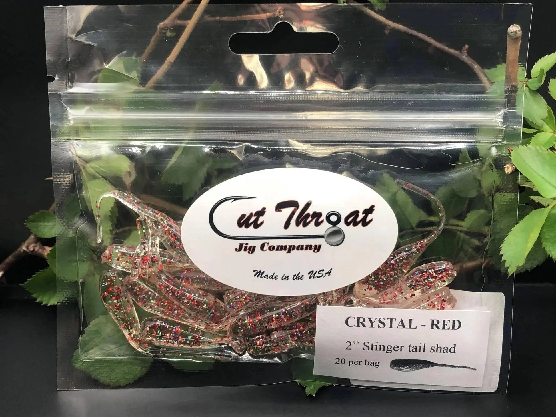 CutThroatCrappieCrusher2"StingerTailShad-CRYSTALRED20pk
