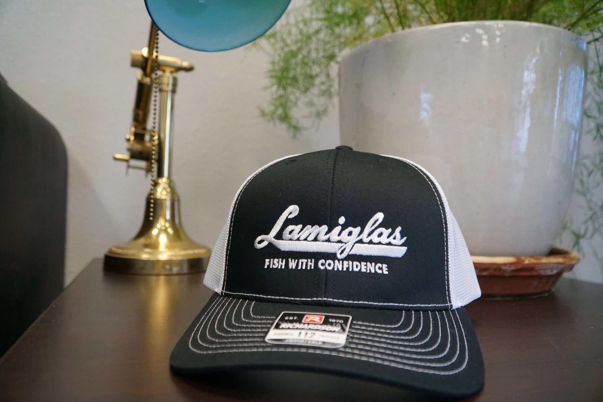 LamiglasFishWithConfidenceTruckerHat-Black&White