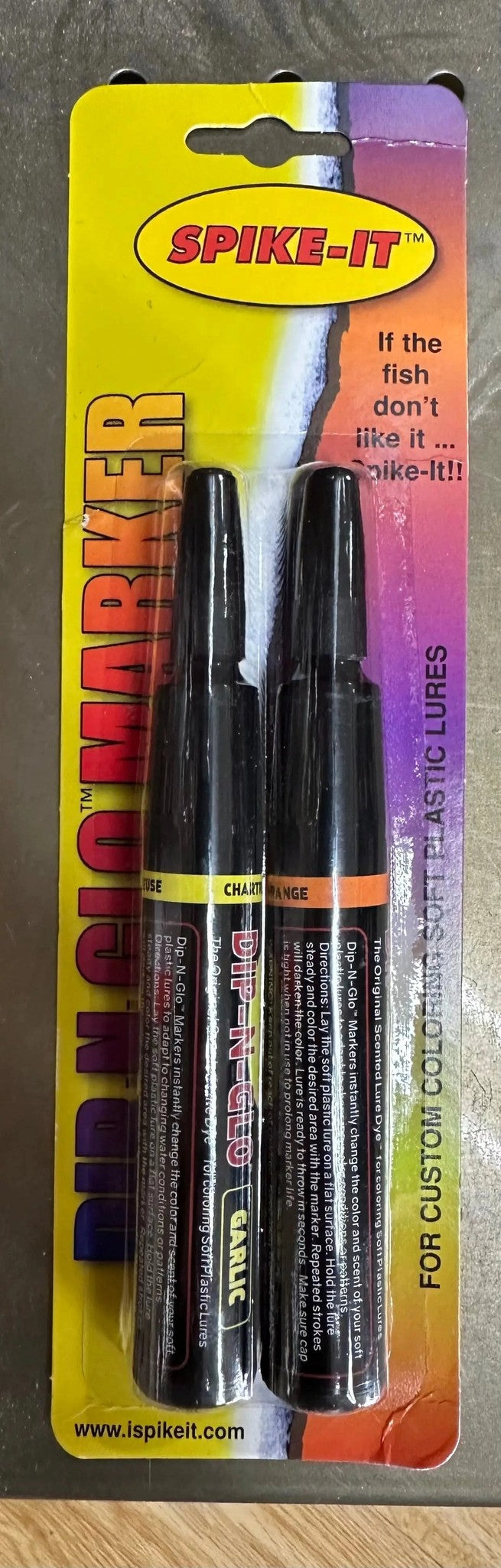 Spike-ItDip-N-GloMarkers-Chartreuse/OrangeGarlicScented.2pk