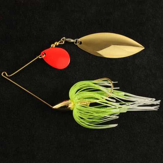 WarEagleGoldSpinnerbaitWillow/RedColorado-1/2ozHotWhiteChart