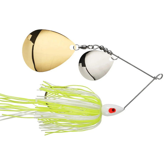WarEaglePaintedWakebaitSpinnerbaitDoubleColorado-3/8ozHotWhiteChartreuse